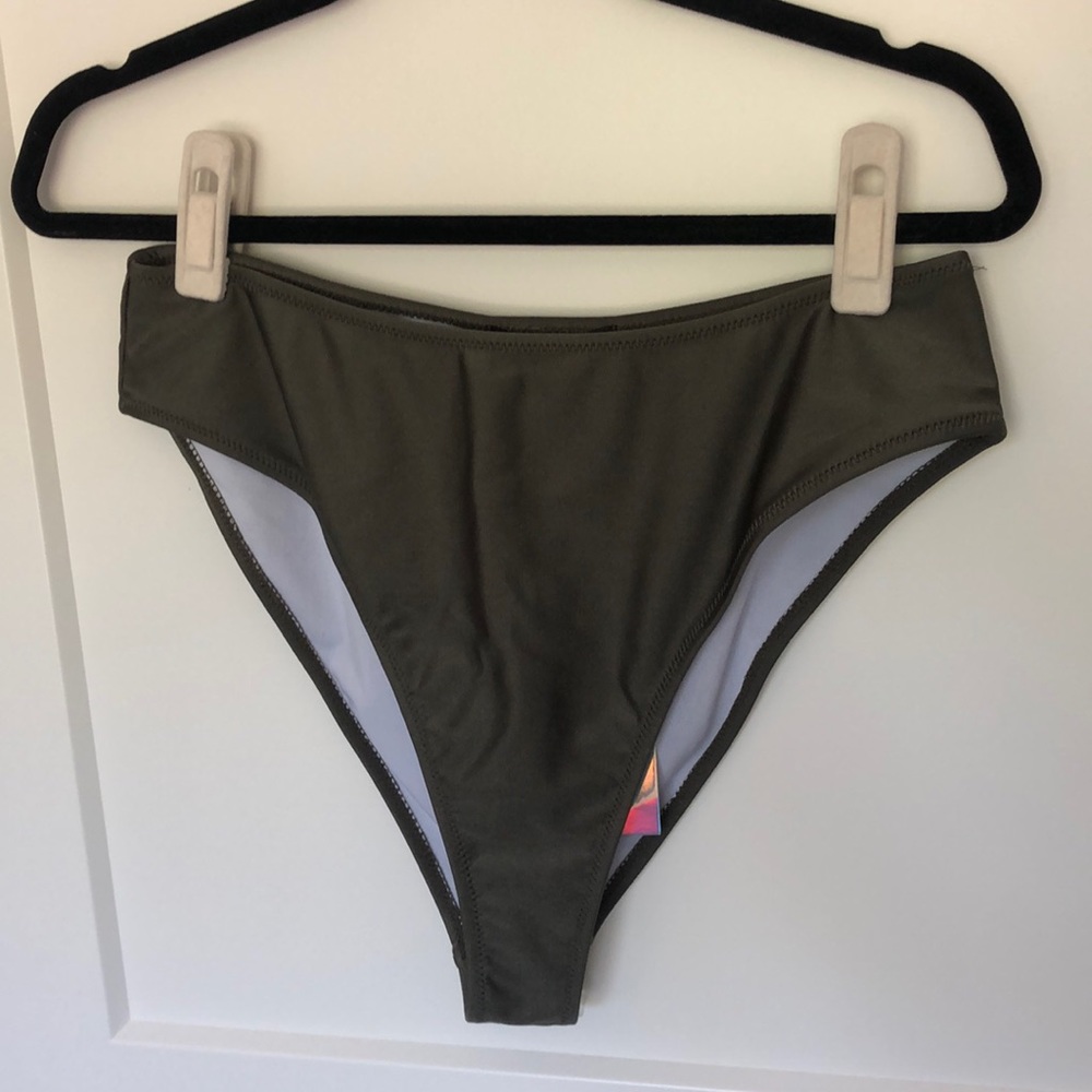Army Green High Cut/High Waist Bikini Bottoms
